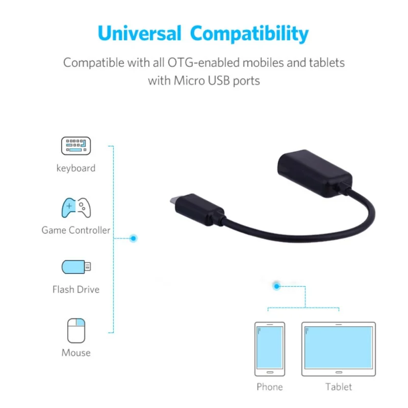 

EDAL Micro USB To Female USB OTG Cable Adapter For Samsung HTC Huawei Mate Xiaomi Android Tablet PC MP3/MP4 Smart Phone