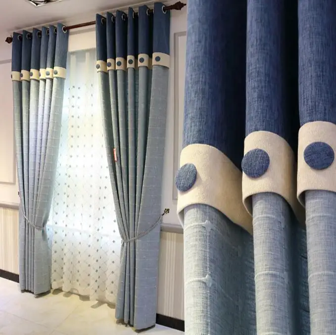 

Nordic Thick Blackout Home Decor Linen Curtain For Living room Darpe Faux linen Curtains for Bedroom Rideaux Window Customized