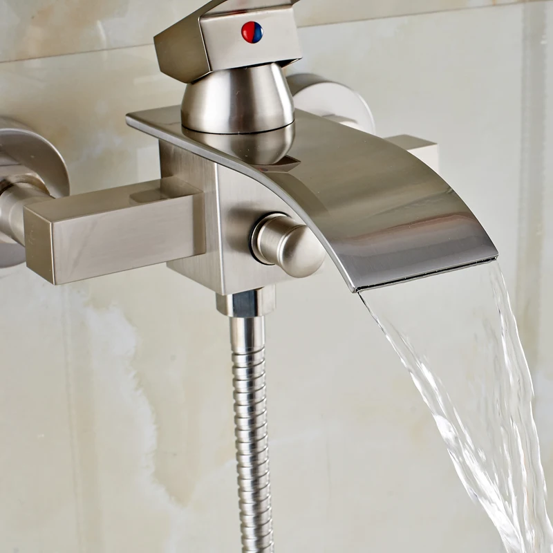 Смеситель для душа с водопадом никелевый матовый одной ручкой|bathroom shower faucet|shower