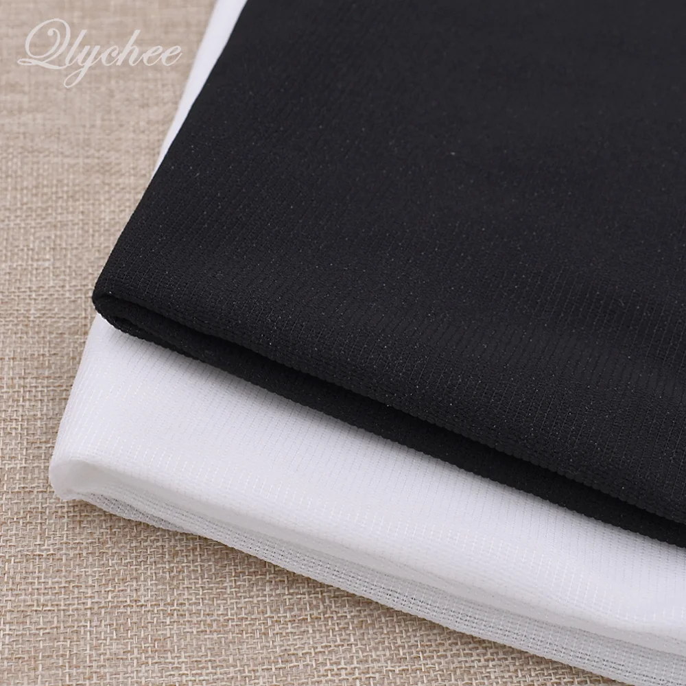 

Lychee 100*112cm Polyester Stretch Knitted Iron On Interfacing Sticking Lining Black White DIY Craft Quilting Patchwork