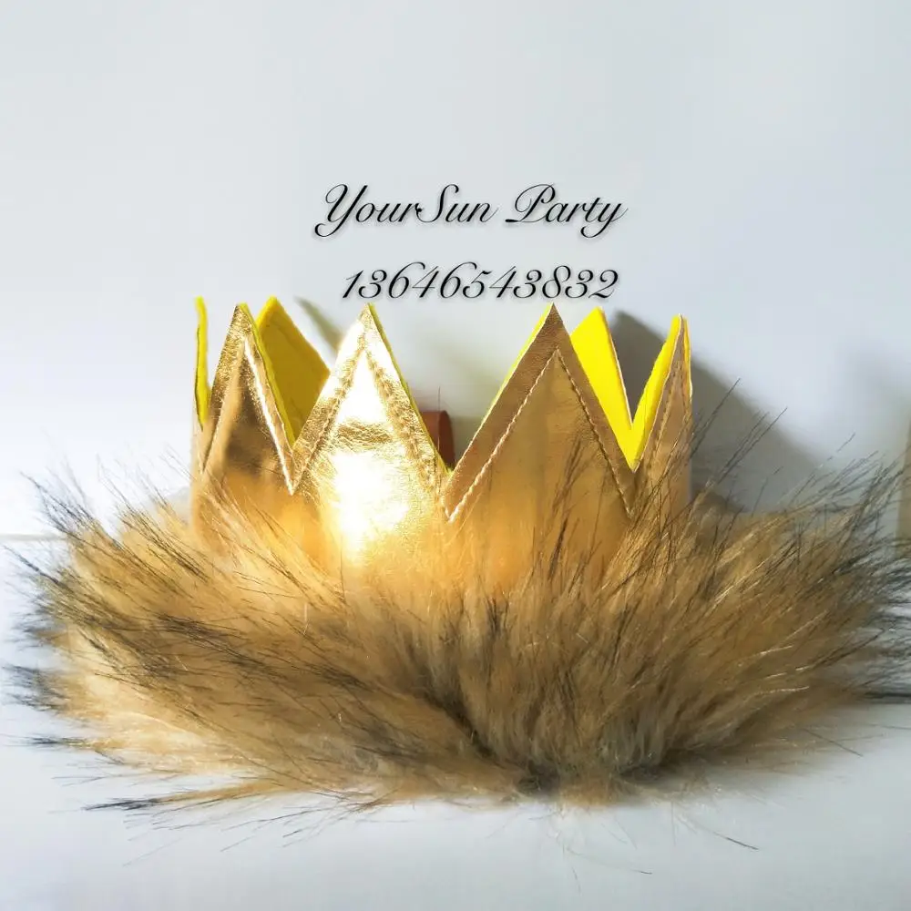 

Wild One Handmade Crowns Baby birthday party headware Gold And yellow inspired party hat