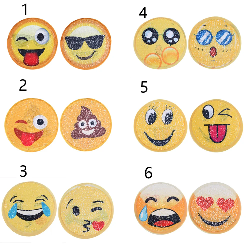 1 Pc Round Emoji Reversible Patch Sequins Sew On Patch for Clothes DIY Crafts Coat Sweater Embroidered Paillette