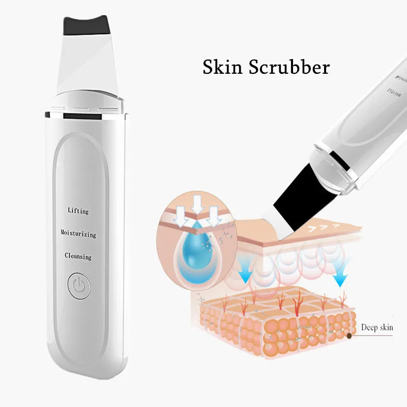 

Ultrasonic Skin Scrubber Facial Whitening Lifting Remove Dirt Blackhead Face Deep Cleaning Machine Reduce Wrinkles Spots