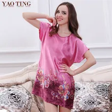 New Women Nightgowns&Sleepshirts Multi-pattern Cheap 2016 Summer National Wind Loose Faux Silk Nightgown Indoor Clothing
