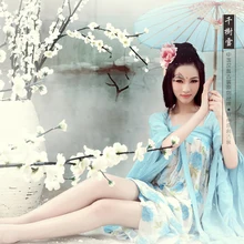 Цянь Шу Сюэ Голубой Шифоновый высокий Васит костюм императрица Тан ханфу костюм красота женский костюм