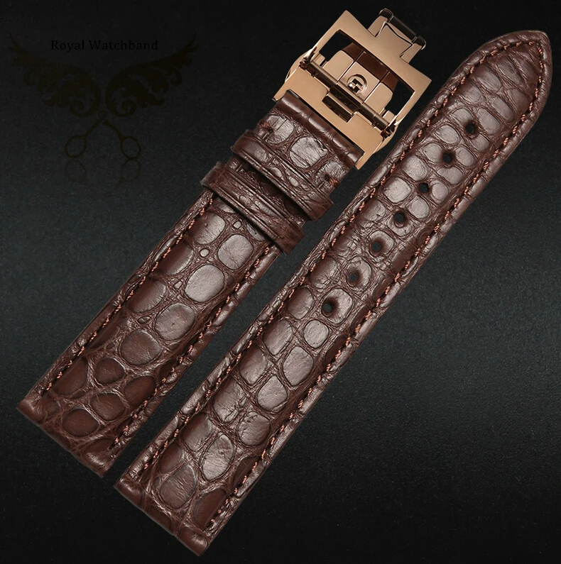 

18mm 19mm 20mm 21mm 22mm New High quality Genuine Leather Brown Watch Band Alligator Strap with Deployment Buckle