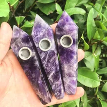 Quartz-Pipe METAL-FILTER Amethyst-Point-Rod-Treatment Gem Smoking-Pipe Dream Natural