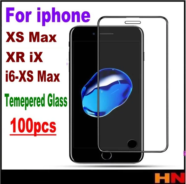 100 шт для iPhone XS Max XR 5 5s SE 6 6s 7 8 Plus Закаленное стекло Защитная пленка экрана без