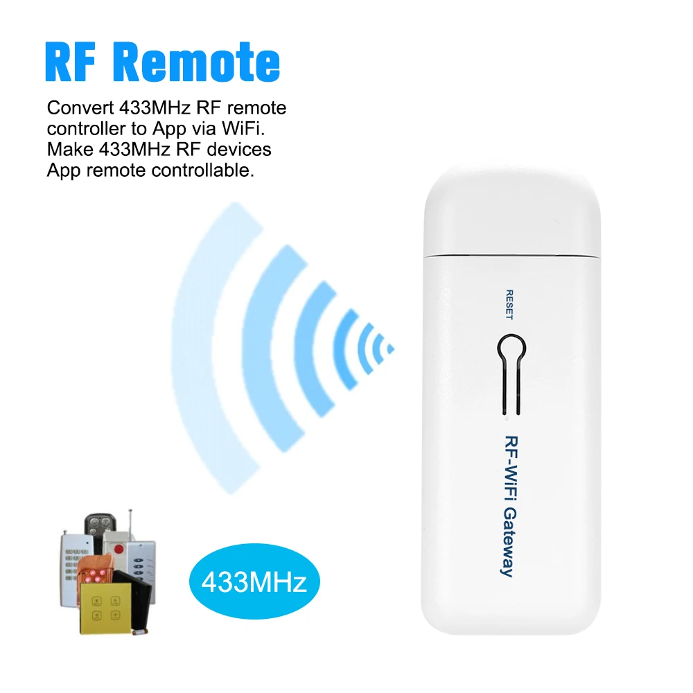 RF WiFi Gateway Alarm System Wireless 433MHz Remote Controller Door Sensor PIR Motion Sensor Smoke Detector APP Remote Control