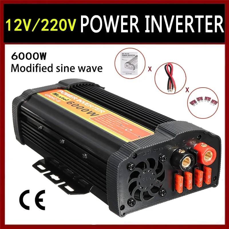 

Inverter 12V 220V 12000 Watt Peak 6000W Auto Modified Sine Wave Voltage Transformer Solar Power Inverter Converter Car Charge