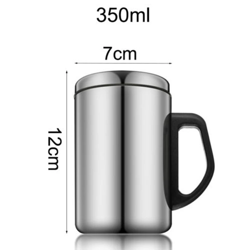 

500ml/350ml Stainless Steel Thermal Cup With Cover Handles Convenient Silver