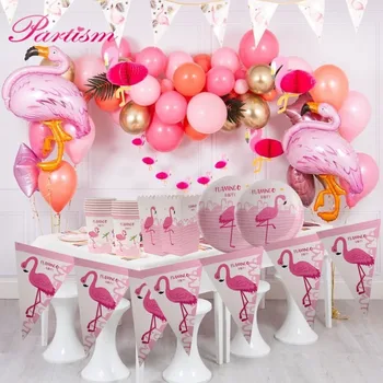 

1Set Flamingo Series Disposable Tableware Paper Table Decor Plate/Banner Theme Wedding Birthday Summer Party Decoration Supplies