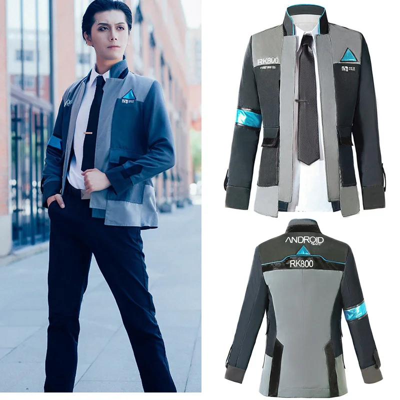 

2018 Game Detroit: Become Human Cosplay Costume Men Jacket White Shirt Tie RK800 Coat Costume Connor Cosplay Uniform Full Set