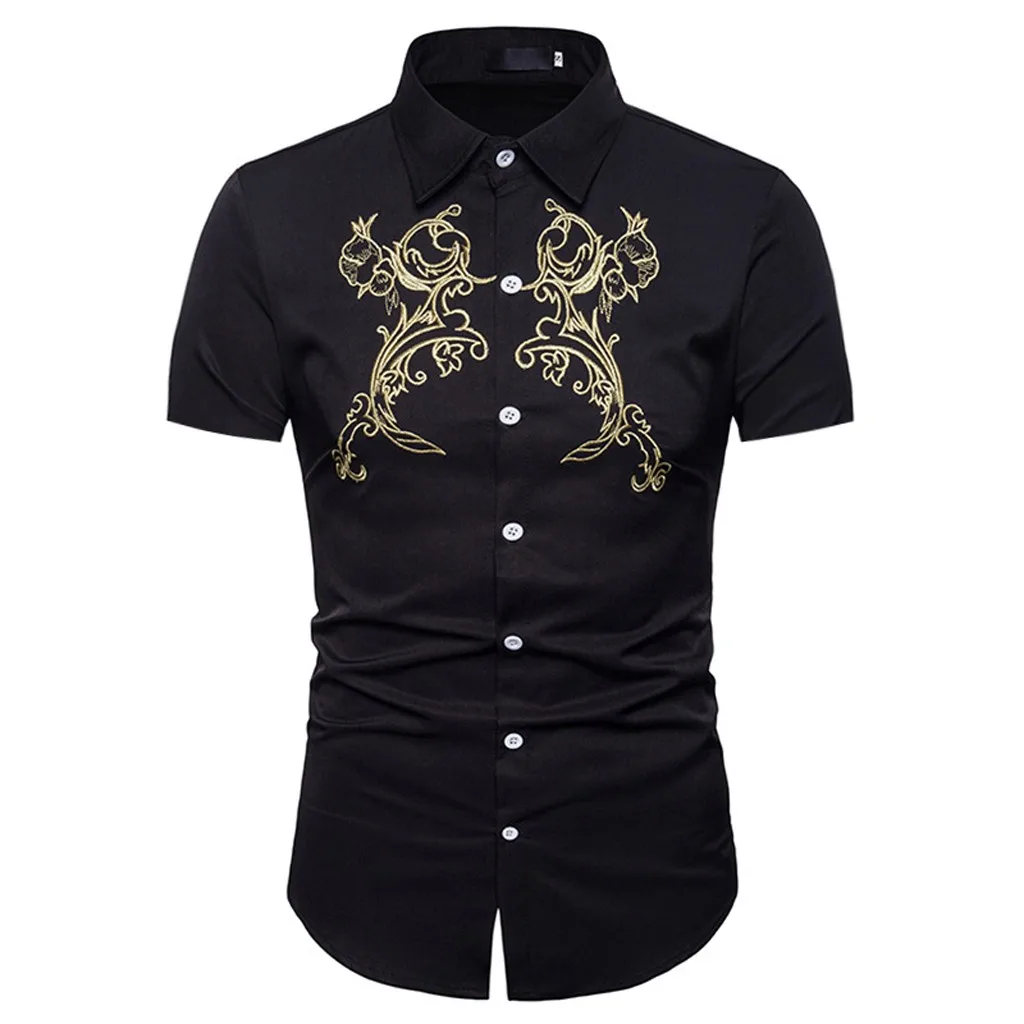 BK Для Мужчин's Hipster Рубашки в клетку Повседневное Slim Fit короткий рукав кнопка вниз рубашки топы с вышивкой пуговицах Гавайские рубашки a502 - Цвет: BK