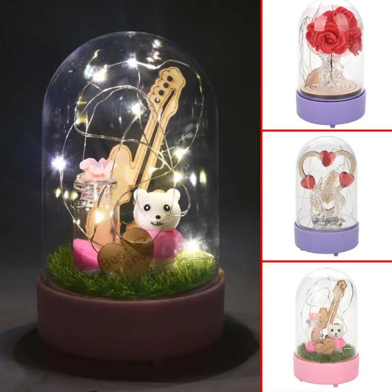 

Copper Wire Glass LED String Night Light Dome Lamp Home Decor Night Light Best Wishes Night Lamp Rose Flower Gifts For Lover