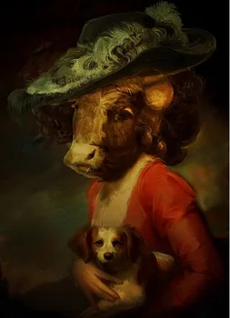 

Abstract handmde painting cow become princess on oil canvas for homw decor and wallpaper, gallery