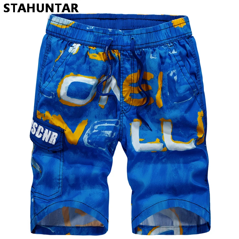 

Print Letter Beach Shorts Men Cotton Solid Blue Hot Pockets Mens Shorts Knee Fashion Waistband Looes Sweatpants Swimwear Casual