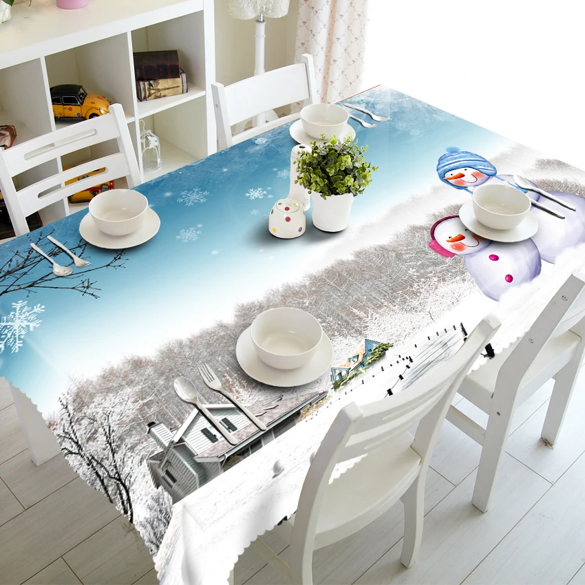 New Year Christmas Tablecloth Kitchen Dining Table Decorations Home Rectangular Party Table Covers Christmas Ornaments Home - Цвет: T