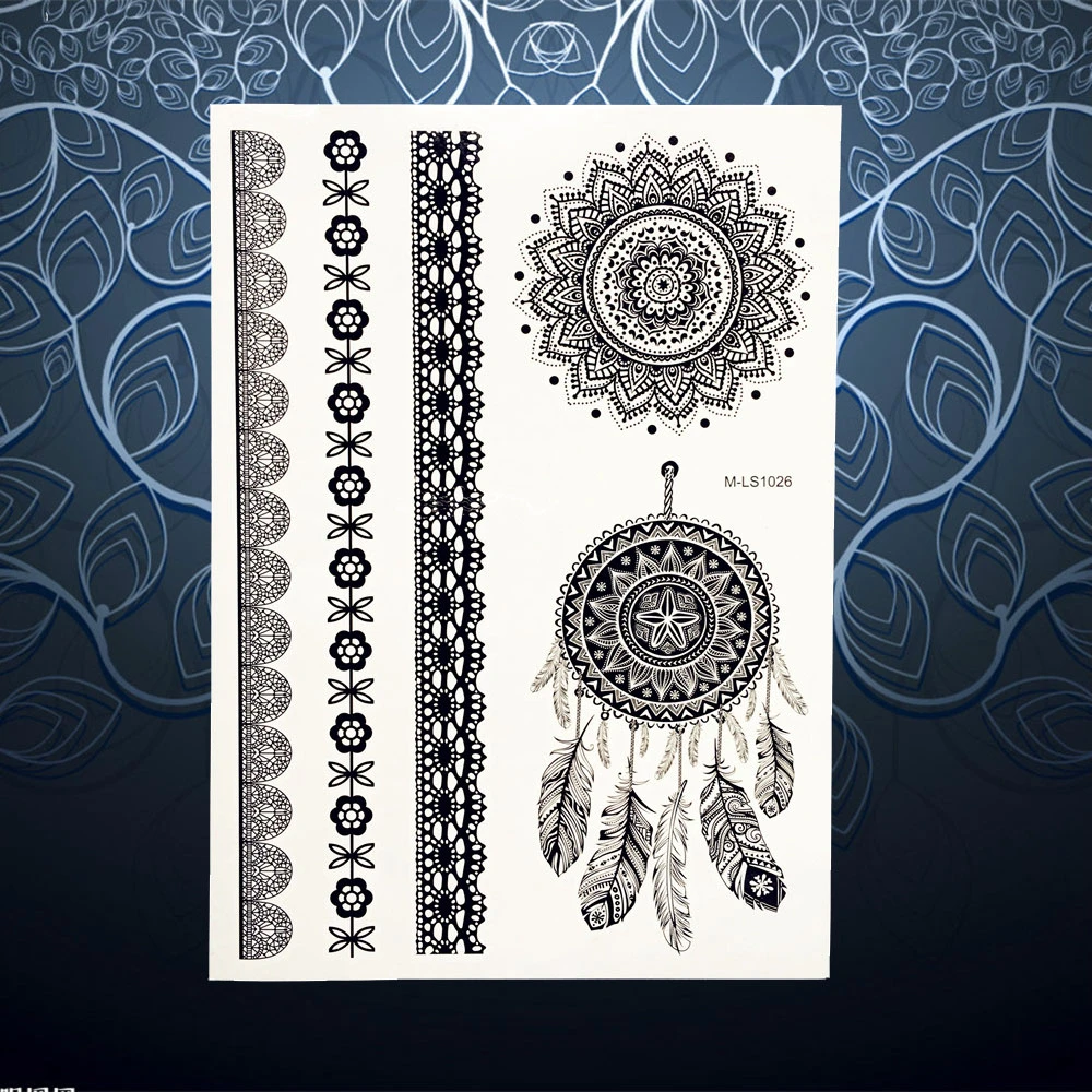 1PC Classic Black Fake Flower Henna Tattoo Lace Bracelet Dreamcatcher Design  Women Body Art Temporary Tattoo Stickers PBM LS1026|sticker screen printing  machine|sticker robotsticker car - AliExpress