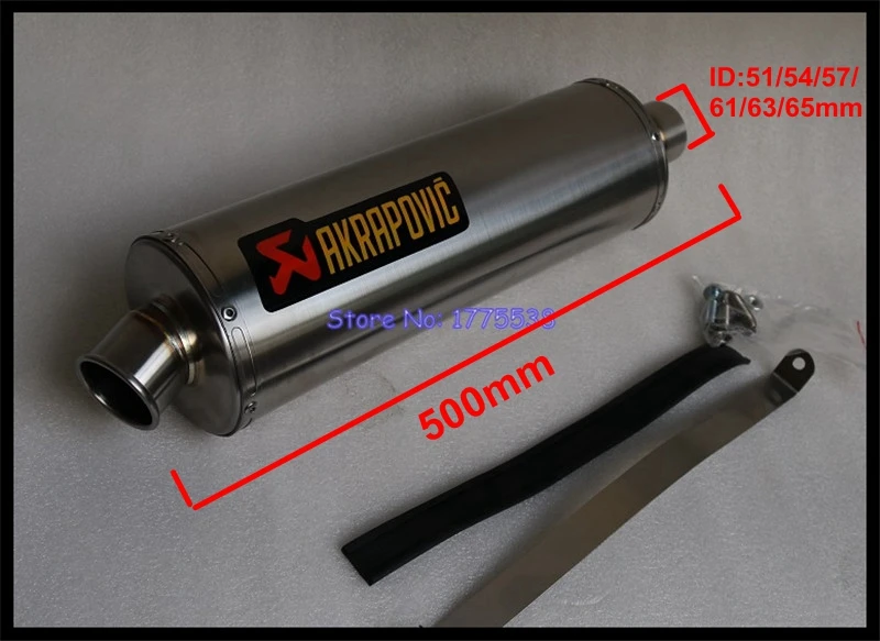 Oval L: 500mm ID: 51mm/54mm/57mm/61mm/63mm/65mm Universal motocicleta escape silenciador Escape modificado silenciador de motocicleta para CB400