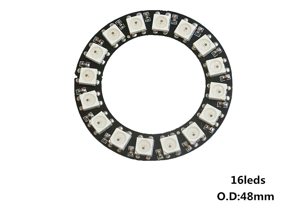 WS2812B пикселей цветное светодиодное кольцо 8 16 24; большие размеры 35-45, 128 бит светодиодный s WS2812 SK6812 5050 RGB светодиодный фонарь-кольцо света RGB LED со встроенным драйверы DC5V - Испускаемый цвет: 16 leds