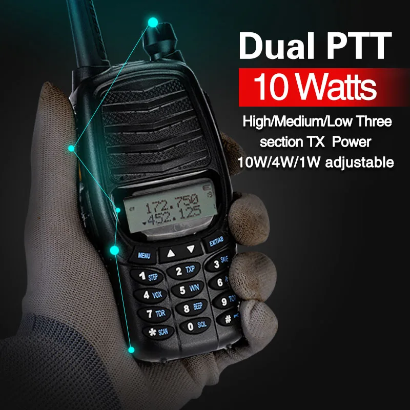

Baofeng UV-X9 Plus 10W powerful Walkie Talkie dual ptt Dual Band VHF/UHF 10km range Portable Radio upgraded of uv-82 for hunting