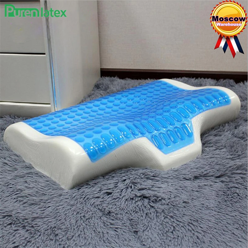 Tanie PurenLatex 55*45 silikonowy krem łagodzący z pianki memory Contour poduszka ortopedyczna letnia poduszka chłodząca anty wyprysk kręgu szyjnego