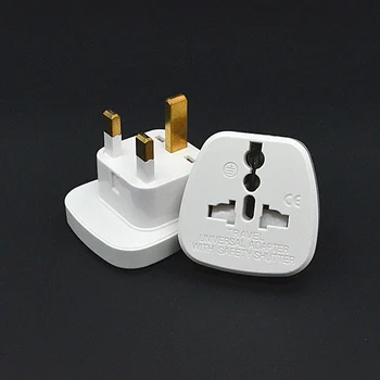 

10pcs White safty gate Portable UK Singapore Universal AC Power Plug Travel Converter Adapter Electrical Plugs Adaptors