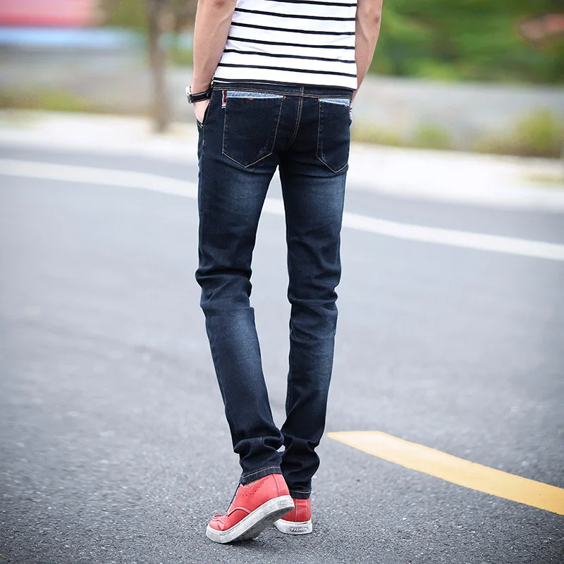 Dark Blue Solid Casual Spring Autumn Strech 2018 Skinny Jeans Men