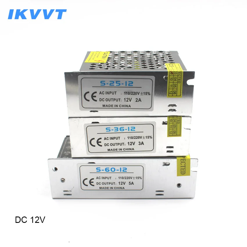 

IKVVT Power Supply 12V LED Driver LED Transformer Switching Power 2A 3A 5A 25W 36W 60W Switching AC 110V/220V to DC12V LED Strip