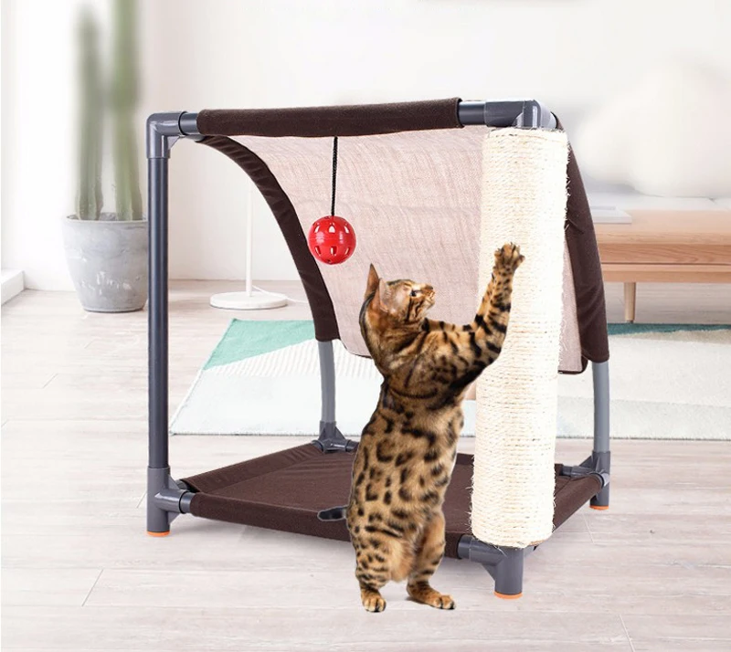 

New Sisal Cat Scratch Climbing Frame Cat Scratch Board Hanging Balls Training Toy 43*41*41cm