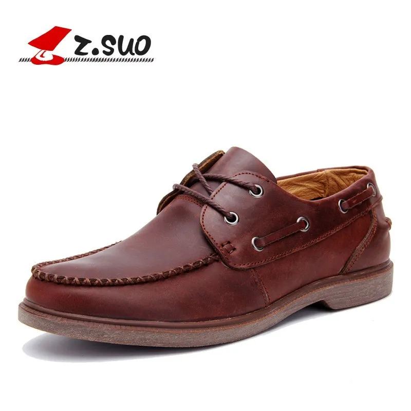 Z.SUO 5C168 spring autumn the first layer of cowhide mens sailing shoes