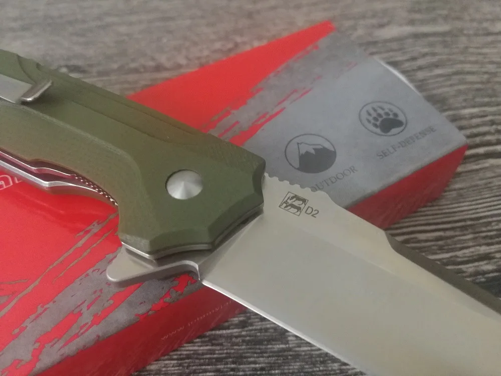 Jonnyjamie Presidio 3,1" 94g C818FG D2 лезвие Зеленый G10 ручка тактический шариковый подшипник Флиппер складной карманный нож для выживания EDC ножи