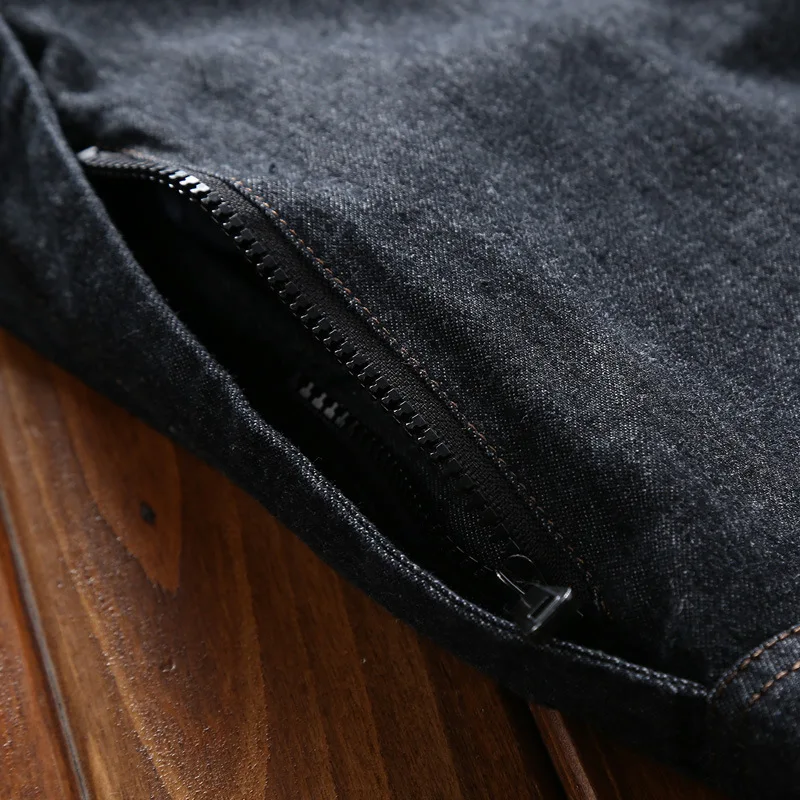 ZHAN DI JI PU Брендовая одежда мужская с капюшоном воротник модная верхняя одежда джинсовые куртки пальто плюс размер 3XL 4XL 115