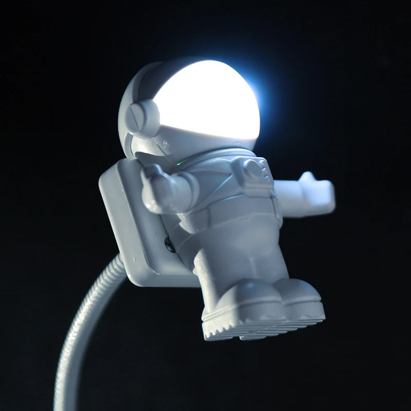 Белый гибкий Spaceman светодиодный ночник лампа астронавт трубка USB для компьютера ноутбук Laptop персональный компьютер для чтения Портативный DC 5V