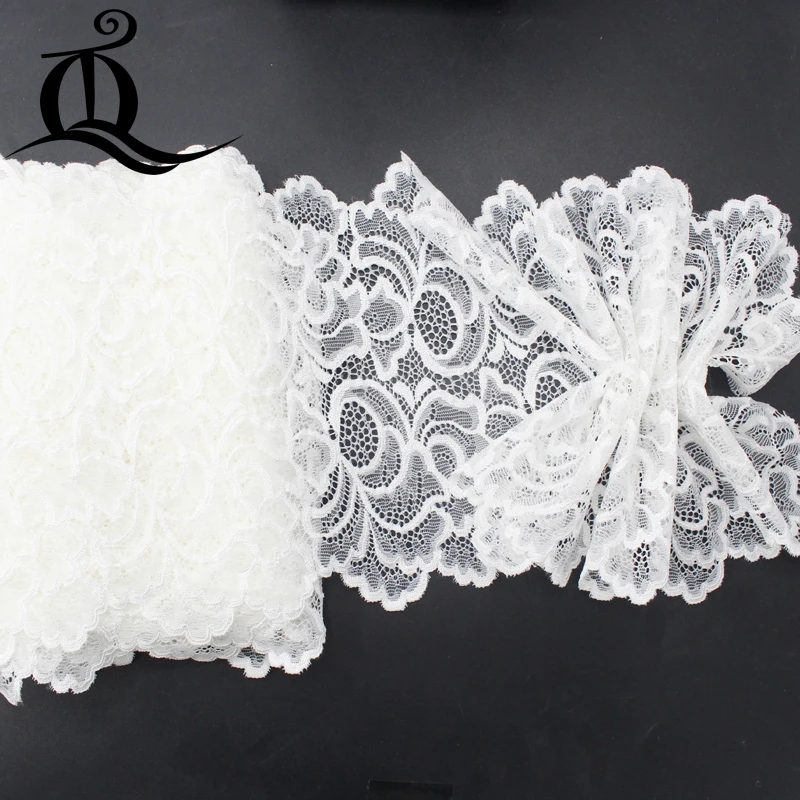 

TQ French flower High quantity African lace fabric white for weeding dress ribbon cloth DIY 1 yards 20cm elasticity lace ymq33