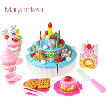 

103pcs/set Rich Fruit Cake Set Play House Toy Double-deck Cake Plastic Children Toy in Pink/ Blue 2018 Kids Musical Toy