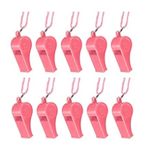 

10pcs Plastic Multicolor Referee Whistle Pink