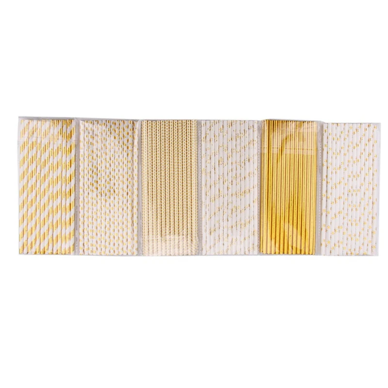 

25Pcs/pack Gold Color Disposable Drinking Straws Christmas Party Tableware Color Coated Gold Foil Paper Straw Party Supplies