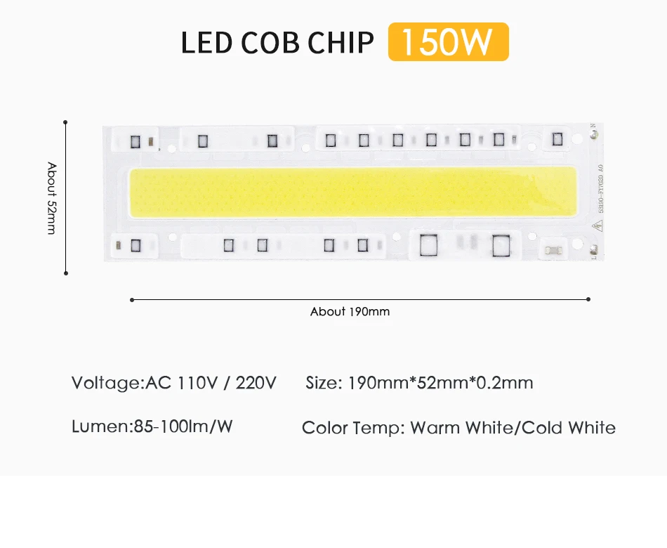 LED COB Chip Smart IC Bead No Driver DIY Y32 3W 5W 9W 10W 20W 30W 50W 100W 150W Spotlight Floodlight Lamp 220V 110V White Light