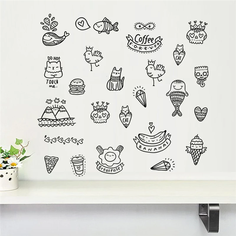 creative cartoon animals kitchen wall stickers home decor 50*70cm wall decals diy mural art pvc poster decorations