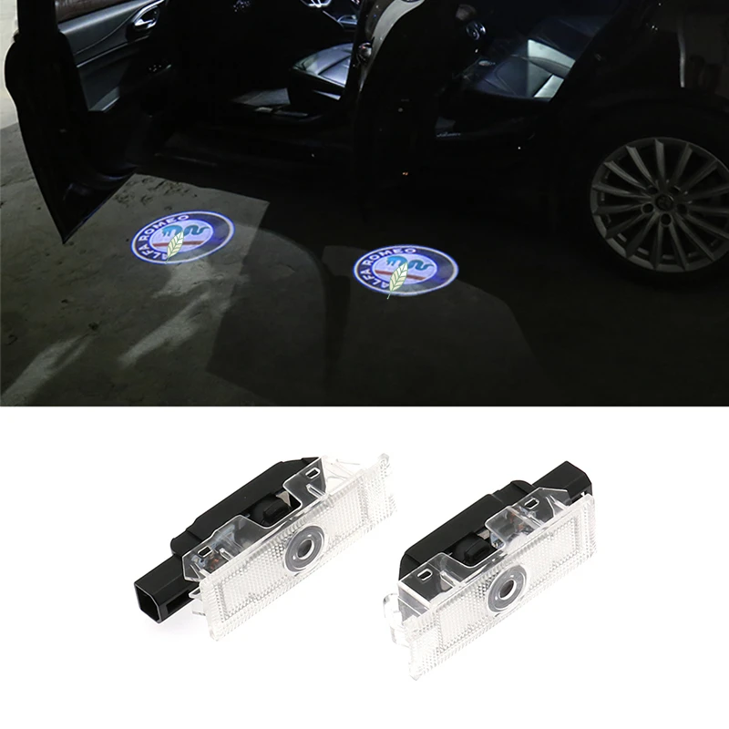 

2Pcs for Alfa Romeo LED Car Door Welcome Light Logo Projector For Giulia Giulietta Mito Stelvio Brera 147 156 159 Car accessorie