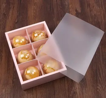 

Pink Paper Box With PVC Chocolate Party Cookies mooncake biscuit Packaging paper boxes 100piece\lot