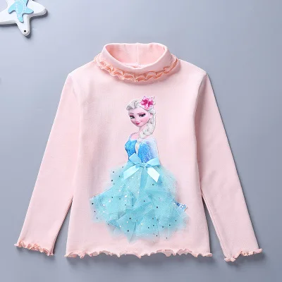 Рубашка для девочек на зиму и весну, флисовые топы с 3D рисунком Анны, Софии, принцессы с вышивкой, футболка с длинным рукавом для малышей - Цвет: with fleece-3