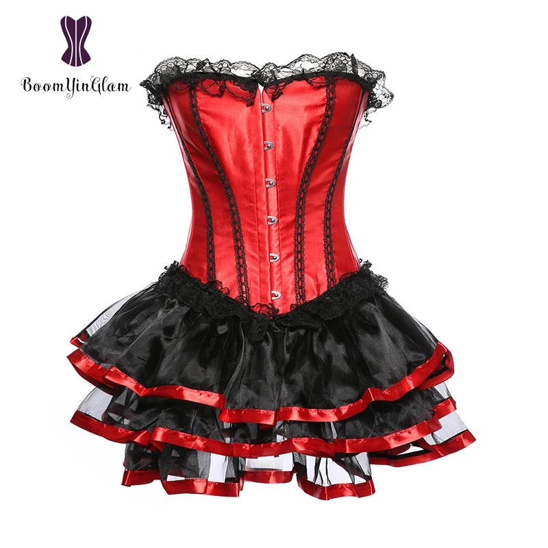 Free shipping plus size lace up boned corset top women bustiers