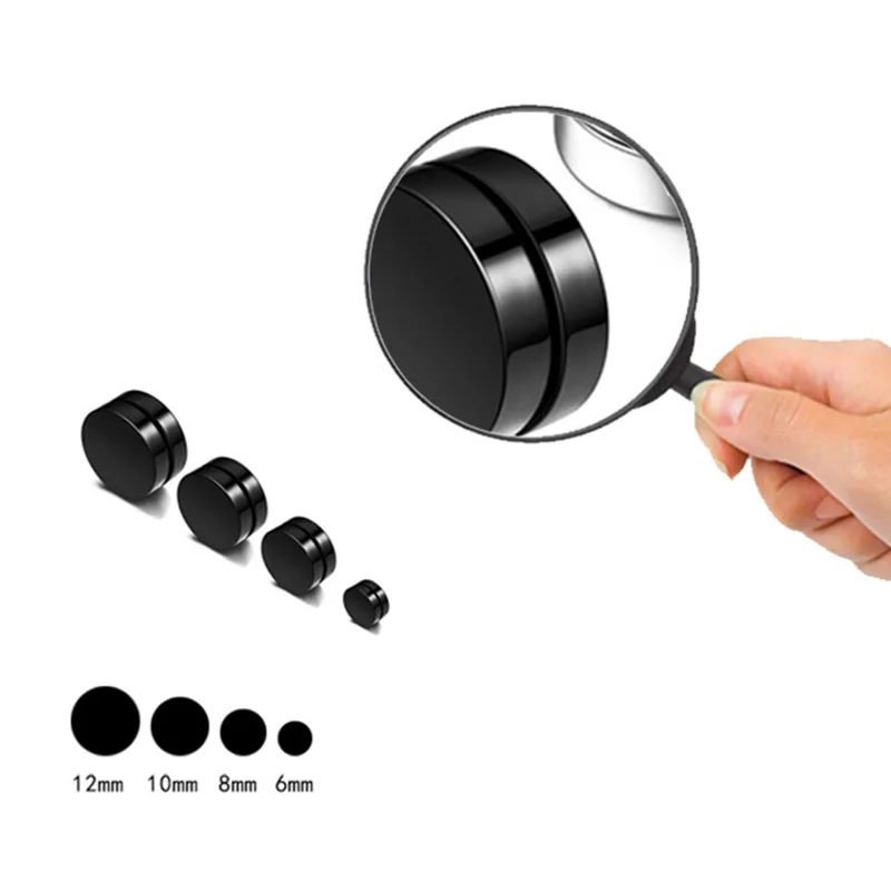 Magnetic earrings 1piece 6/8/10/12 mm for men women kids non-piercing