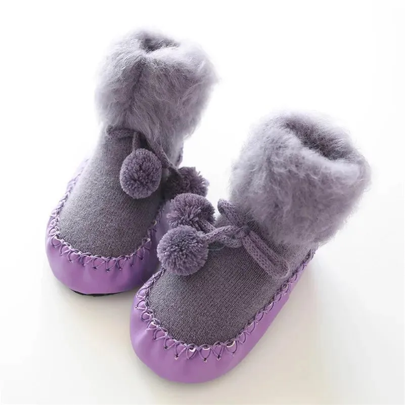 Infant Socks For Baby Warm Booties Sock With Rubber Soles For Toddler Newborn Baby Boy Socks Shoes Kids Winter Foot Socks