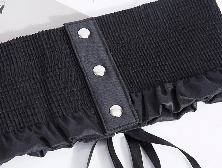 2019 Новое поступление Модный женский ремень черный эластичный винтажный элегантный кружевной широкий металлический ремень для женщин
