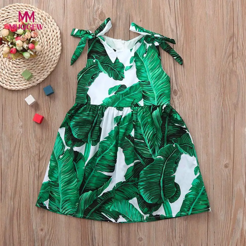 

Toddler Baby dress children's clothing girl Sleaves Print Dress Clothes Summer Green Beach Outfits Clothes vestido para menina