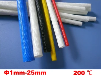 

15M 3mm Black White Red Yellow 200 Deg C High Temperature Casing Pipe Silicone Resin Braided Glass Fiber Sleeve Fiberglass Tube